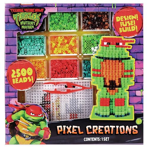 TMNT Pixel Creations Bead Kit – 2500 Beads, Pegboards & Templates for DIY Teenage Mutant Ninja Turtles Crafts