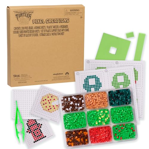 TMNT Pixel Creations Bead Kit – 2500 Beads, Pegboards & Templates for DIY Teenage Mutant Ninja Turtles Crafts