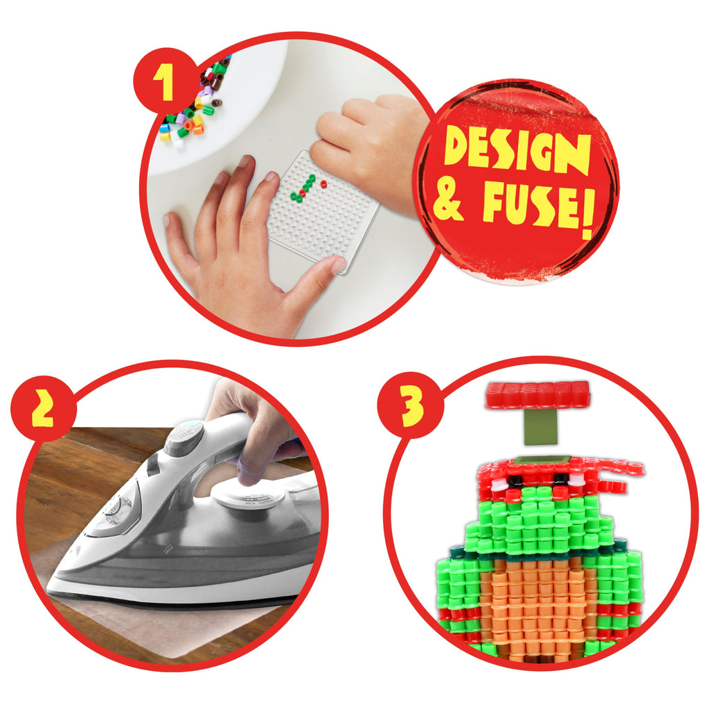 TMNT Pixel Creations Bead Kit – 2500 Beads, Pegboards & Templates for DIY Teenage Mutant Ninja Turtles Crafts