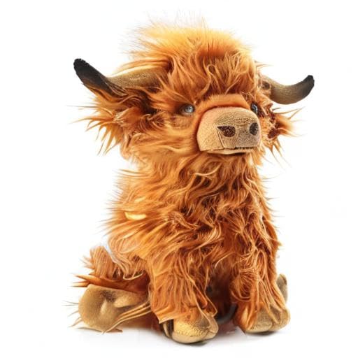 Toaje 10.8 Inch Brown Highland Cow Plush Toy - Handmade Soft Scottish Cattle Stuffed Animal