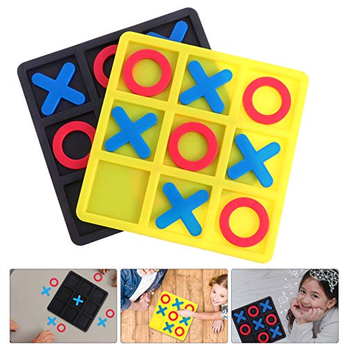 Toddmomy 2-Pack Tic Tac Toe Game: Portable Resin Plastic Board Game for Family Game Night, Travel, and Children's Learning