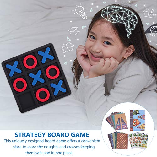Toddmomy 2-Pack Tic Tac Toe Game: Portable Resin Plastic Board Game for Family Game Night, Travel, and Children's Learning