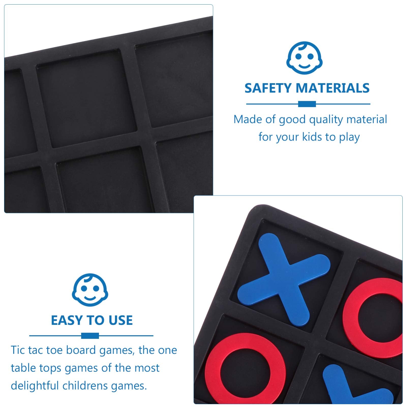 Toddmomy 2-Pack Tic Tac Toe Game: Portable Resin Plastic Board Game for Family Game Night, Travel, and Children's Learning