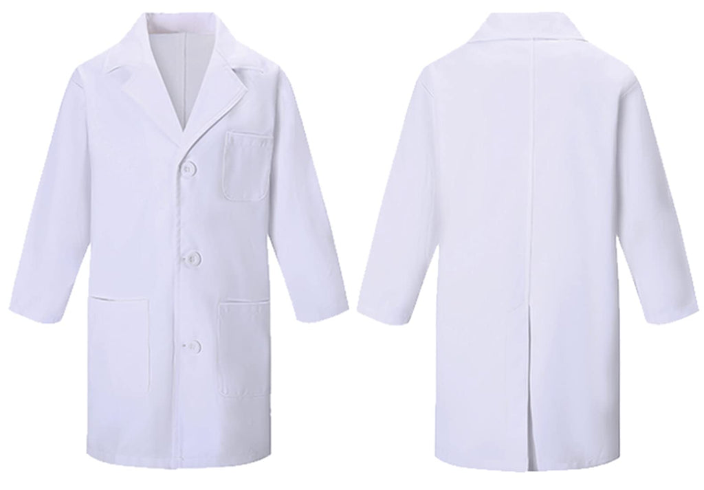 TOGROP 4-Piece Kids Lab Coat Costume - Thick White Doctor Scientist Dress-Up Set for Ages 3-12