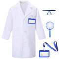 TOGROP 4-Piece Kids Lab Coat Costume Set – White, Goggles, ID Holder & Magnifier for Ages 3-12