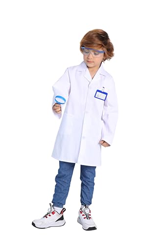 TOGROP Kids Doctor & Scientist Lab Coat Set - 4-Piece Thick White Costume for Ages 3-12