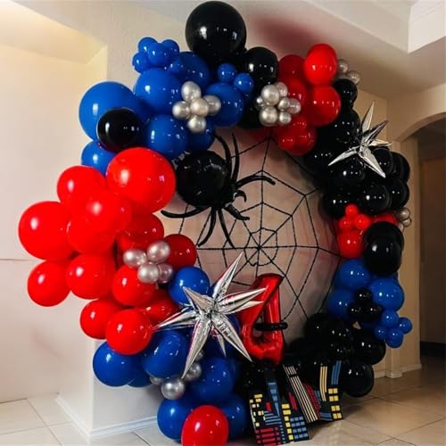 Togvu 101-Piece Red Blue Black Balloon Arch Garland Kit – Matte Latex Balloons for Birthday, Graduation, Party Decorations