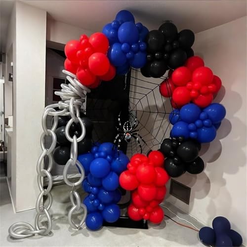 Togvu 101-Piece Red Blue Black Balloon Arch Garland Kit – Matte Latex Balloons for Birthday, Graduation, Party Decorations