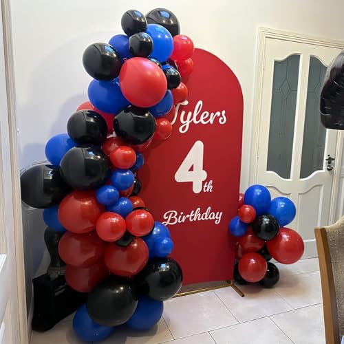Togvu 101-Piece Red Blue Black Balloon Arch Garland Kit – Matte Latex Balloons for Birthday, Graduation, Party Decorations
