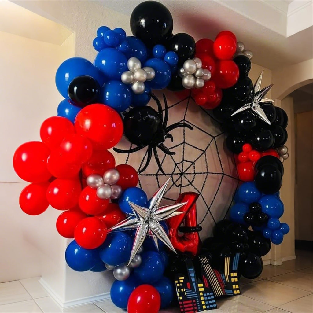 Togvu 101-Piece Red Blue Black Balloon Arch Garland Kit – Matte Latex Balloons for Birthday, Graduation, Party Decorations