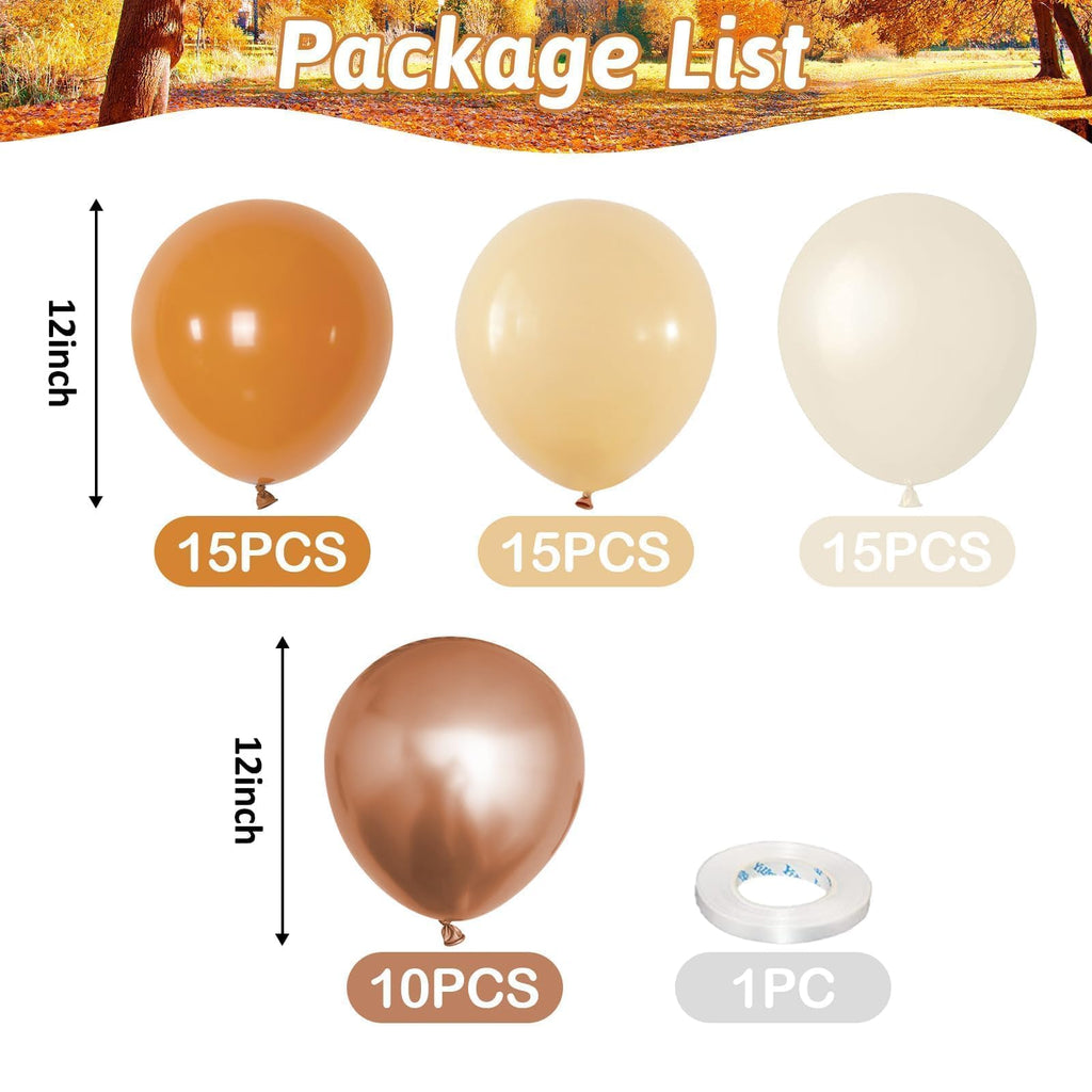 Togvu 55-Piece Burnt Orange & Gold Balloons Set, 12 Inch Latex Balloons for Fall Autumn Birthday Baby Shower Wedding Decor