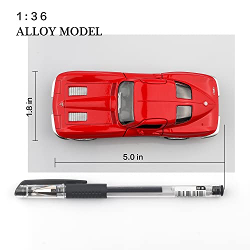 TOKAXI 1/36 Scale 1963 Chevy Corvette Diecast Car – Pull-Back Toy with Opening Doors