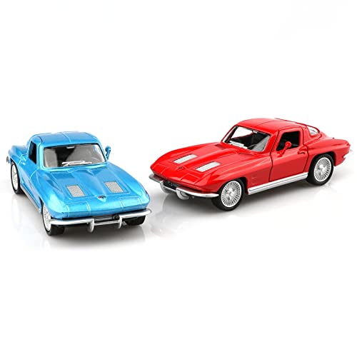TOKAXI 1/36 Scale 1963 Chevy Corvette Diecast Car – Pull-Back Toy with Opening Doors