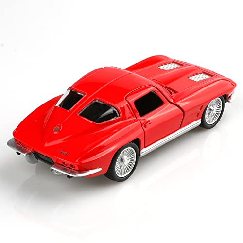 TOKAXI 1/36 Scale 1963 Chevy Corvette Diecast Car – Pull-Back Toy with Opening Doors