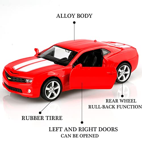 TOKAXI 1/36 Scale 2010 Chevy Camaro SS Diecast Car – Pull-Back Toy with Opening Doors