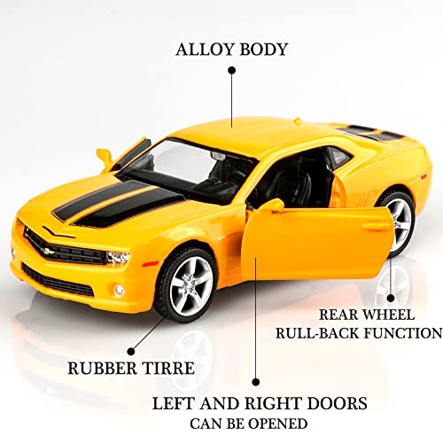 TOKAXI 1/36 Scale Chevrolet Camaro Bumblebee Diecast Pull-Back Toy Car (Yellow)