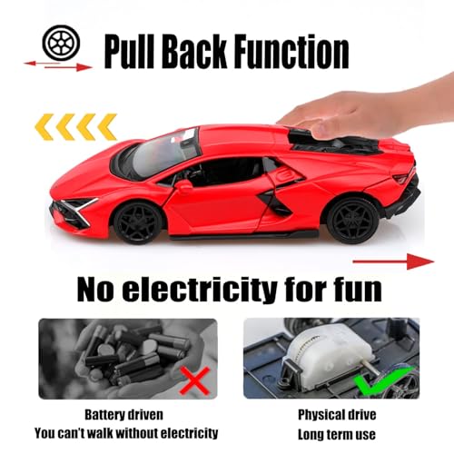 TOKAXI 1:36 Scale Lamborghini Revuelto Diecast Car - Pull Back Toy for Kids & Collectors, Red