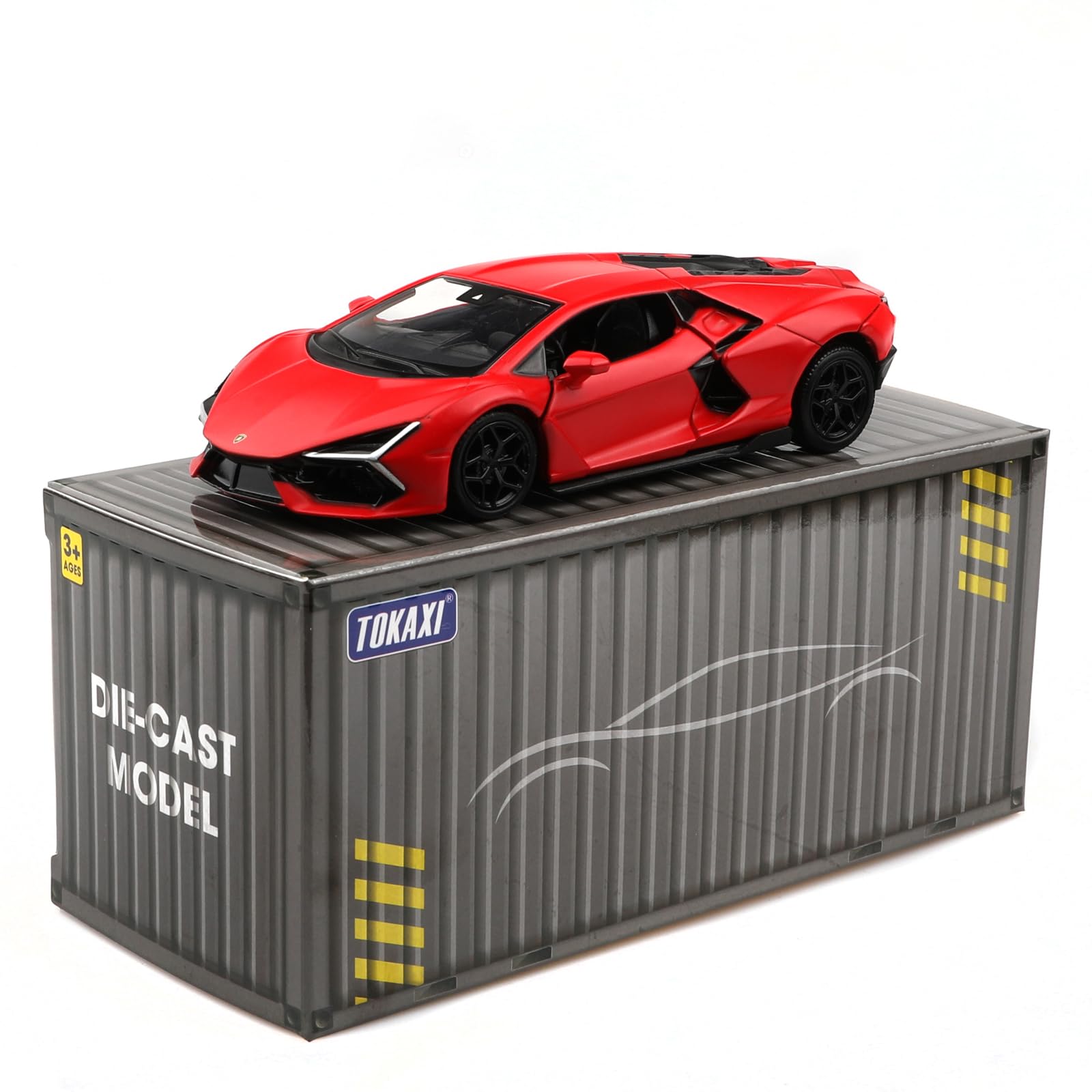 TOKAXI 1:36 Scale Lamborghini Revuelto Diecast Car - Pull Back Toy for Kids & Collectors, Red