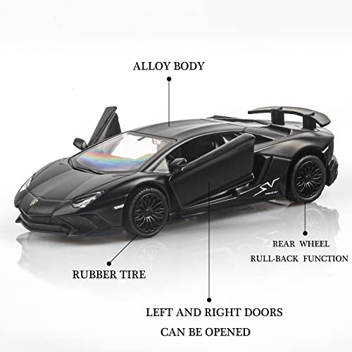 TOKAXI 1/36 Scale LP750-4 SV Diecast Car Model with Pull-Back Action and Opening Doors, Matte Finish
