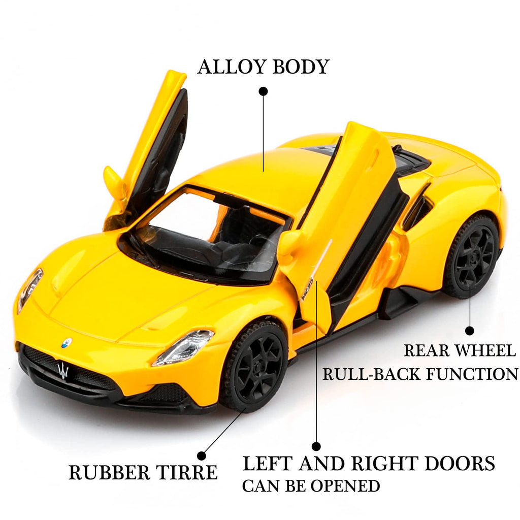 TOKAXI 1/36 Scale Maserati MC20 Diecast Model Car - Pull-Back Toy with Opening Doors