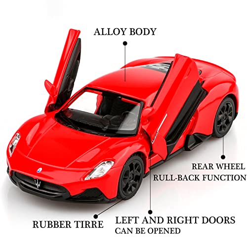 TOKAXI 1/36 Scale Maserati MC20 Diecast Model Car – Pull-Back Toy with Opening Doors for Kids and Collectors
