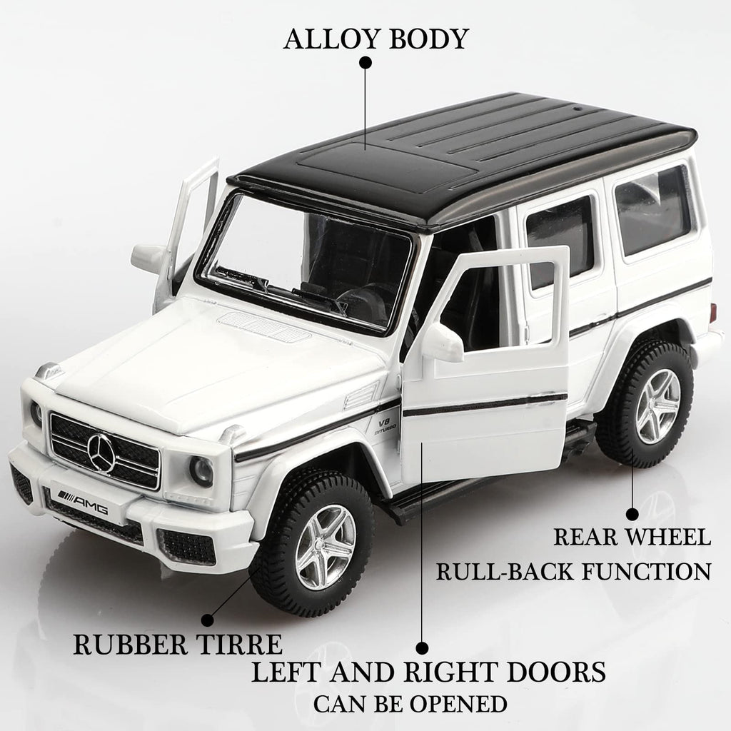 TOKAXI 1/36 Scale Mercedes Benz AMG G63 Diecast Car – Pull Back G Wagon Toy with Opening Doors