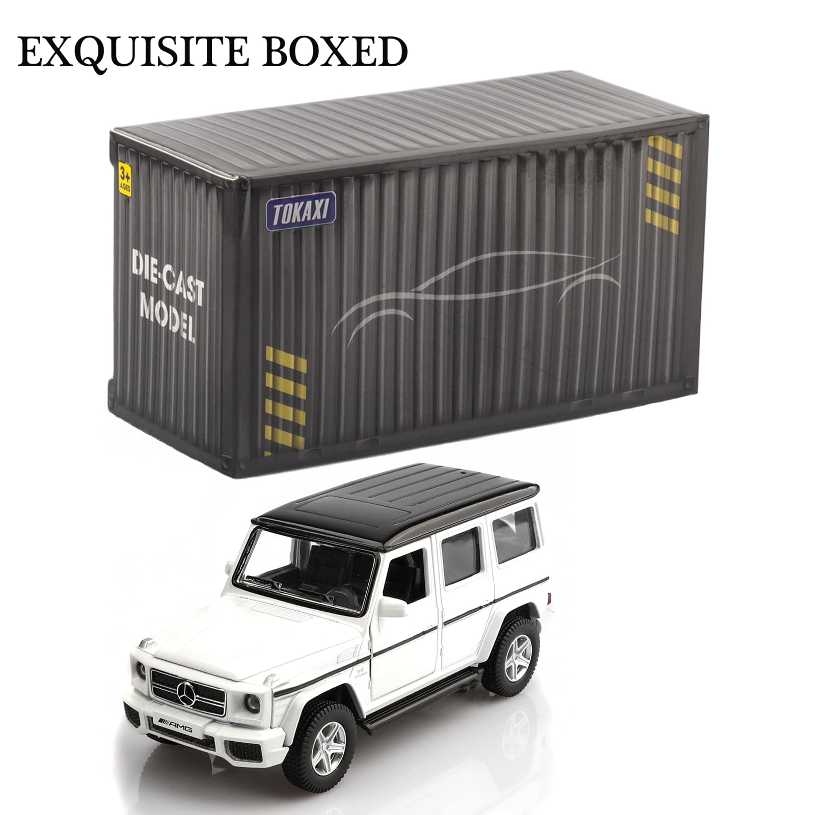 TOKAXI 1/36 Scale Mercedes Benz AMG G63 Diecast Car – Pull Back G Wagon Toy with Opening Doors