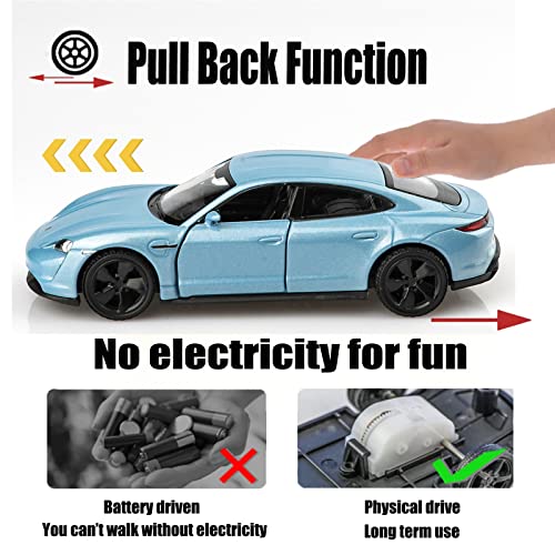 TOKAXI 1/36 Scale Porsche Taycan Turbo Diecast Car – Pull-Back Toy for Kids