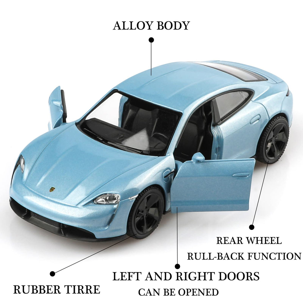 TOKAXI 1/36 Scale Porsche Taycan Turbo Diecast Car – Pull-Back Toy for Kids