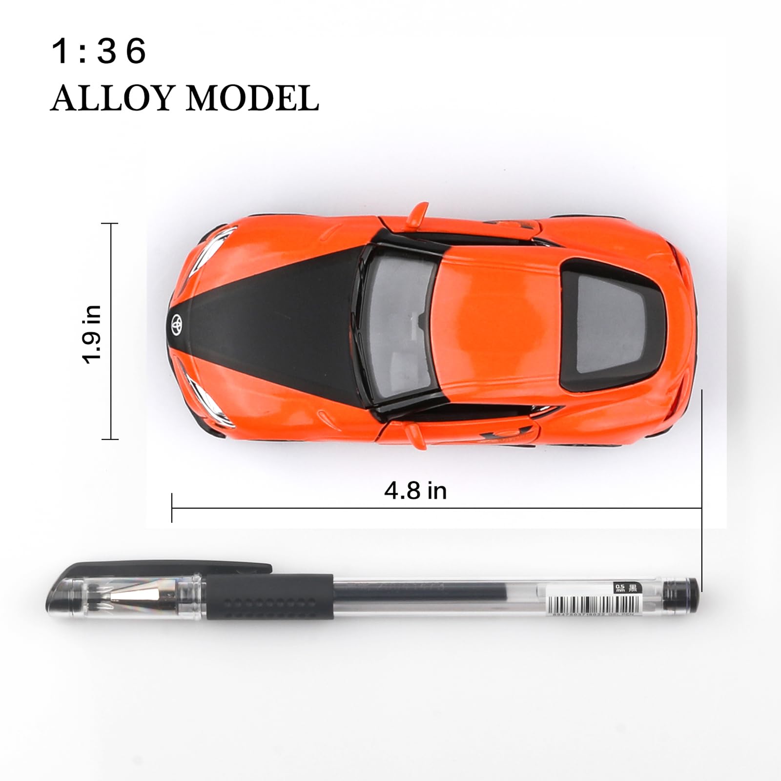 TOKAXI 1/36 Scale Toyota Supra Diecast Car – Pull Back Toy with Opening Doors, Gift for Boys and Girls