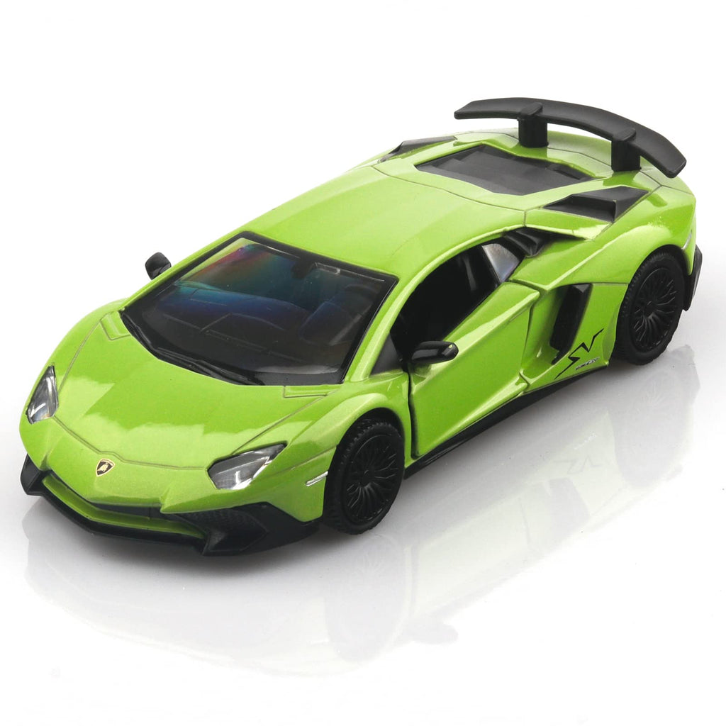 TOKAXI Lamborghini Aventador LP750-4 SV 1/36 Diecast Car - Pull Back Toy with Opening Doors, Green