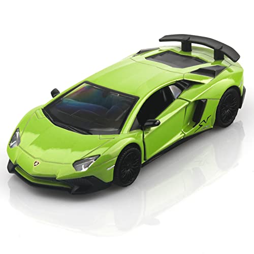 TOKAXI Lamborghini Aventador LP750-4 SV 1/36 Diecast Car - Pull Back Toy with Opening Doors, Green