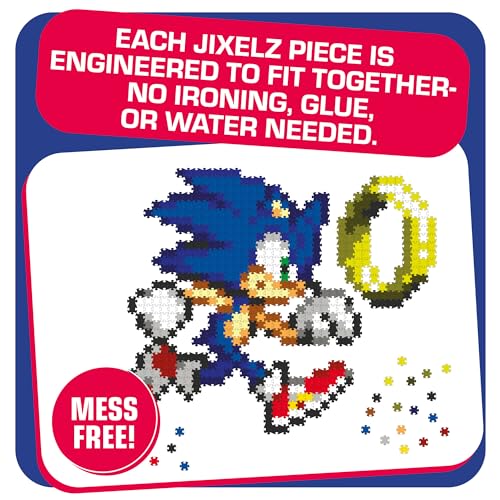 TOMY Jixelz Remix Sonic the Hedgehog Craft Kit – No Glue Pixel Art, 700+ Pieces, Ages 8+
