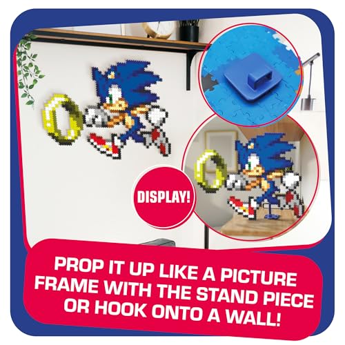 TOMY Jixelz Remix Sonic the Hedgehog Craft Kit – No Glue Pixel Art, 700+ Pieces, Ages 8+