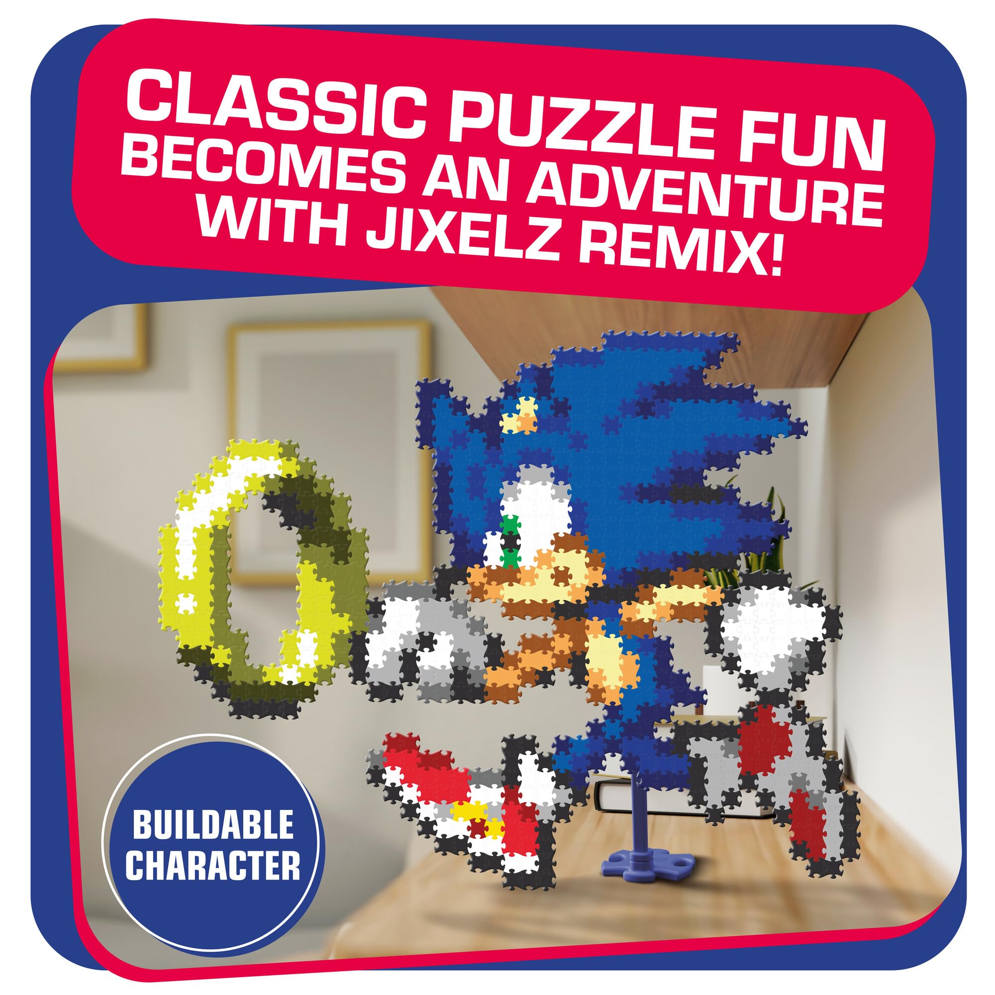 TOMY Jixelz Remix Sonic the Hedgehog Craft Kit – No Glue Pixel Art, 700+ Pieces, Ages 8+