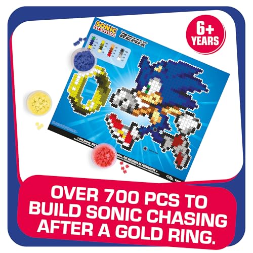 TOMY Jixelz Remix Sonic the Hedgehog Craft Kit – No Glue Pixel Art, 700+ Pieces, Ages 8+