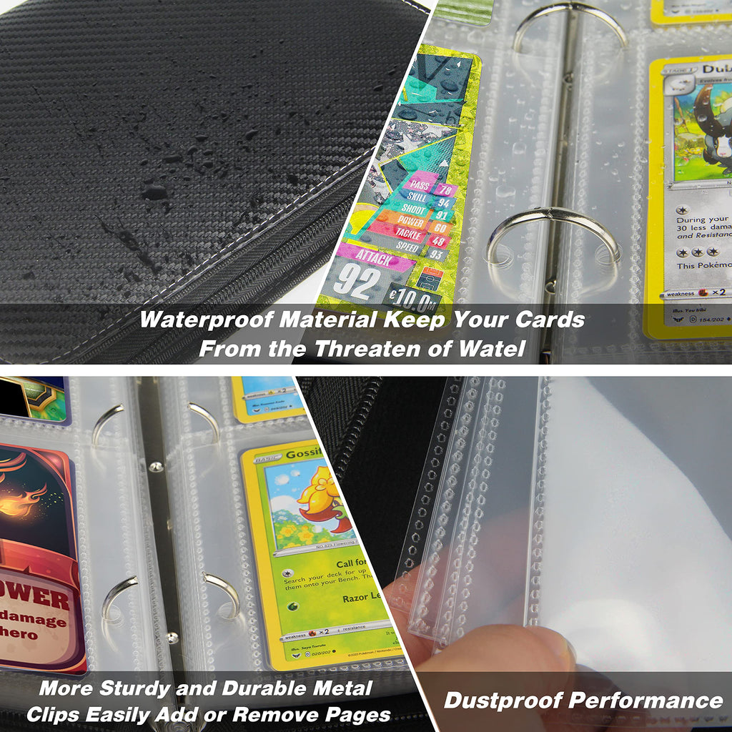 TONESPAC 400-Pocket Card Binder, Stripe Black, PU Cover with Carrying Strap for Trading Cards, Sports Cards, and More