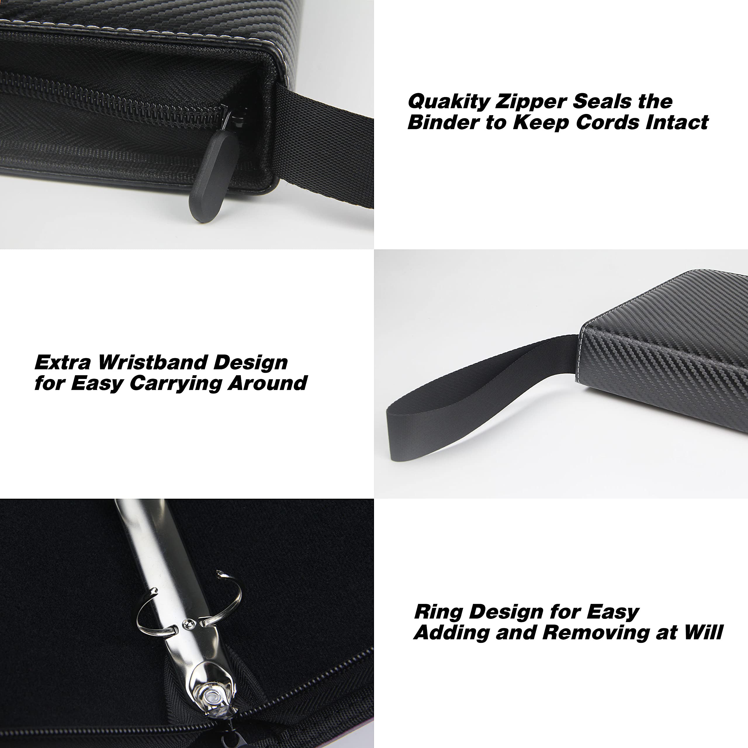 TONESPAC 400-Pocket Card Binder, Stripe Black, PU Cover with Carrying Strap for Trading Cards, Sports Cards, and More