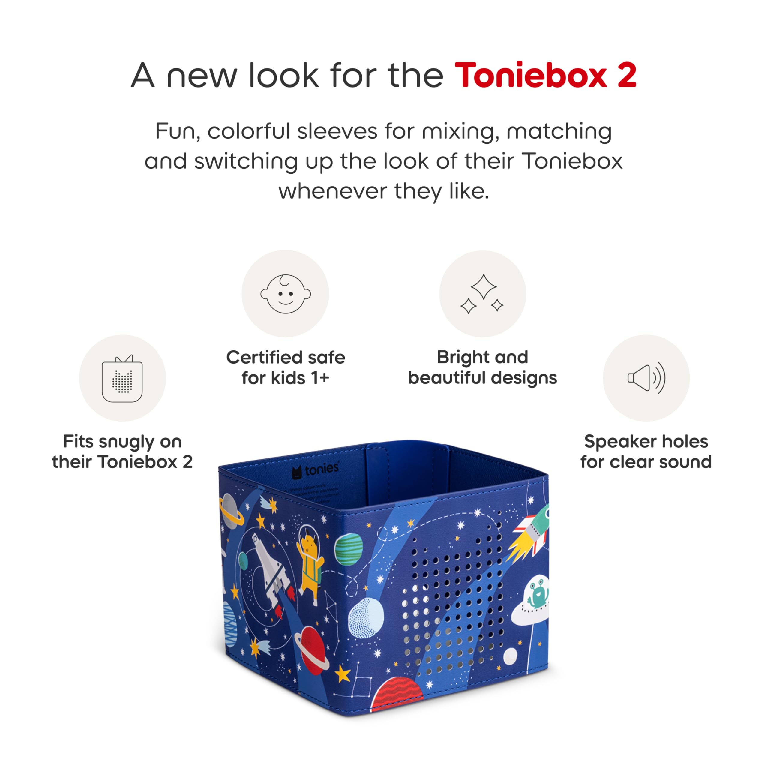 Tonies Sleeve for Toniebox 2 - Space Design Wrap - Faux Leather & Silicone