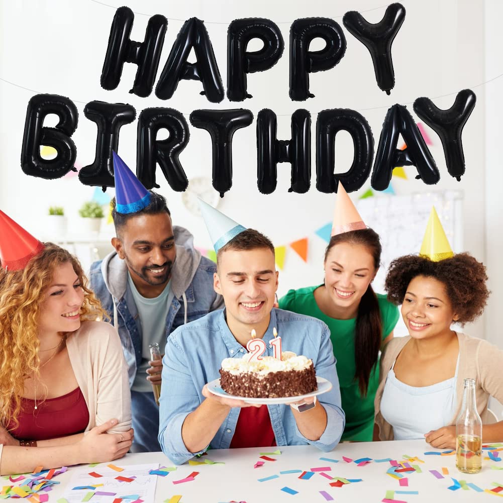 TONIFUL 52-Piece 16-Inch Black Foil Letter Balloons – Two Complete Alphabets for Custom Phrases