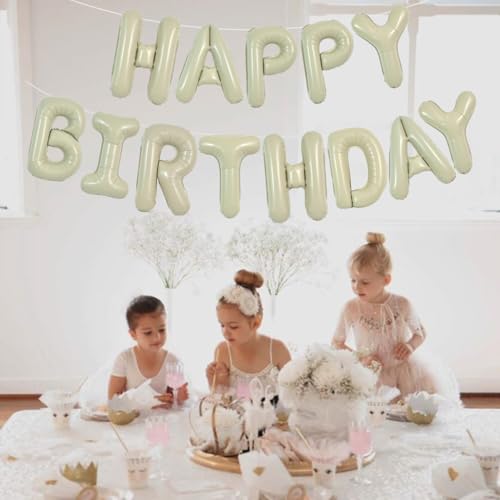 TONIFUL 52-Piece 16-Inch Cream Green Foil Alphabet Balloons for Custom Phrases and Party Decor