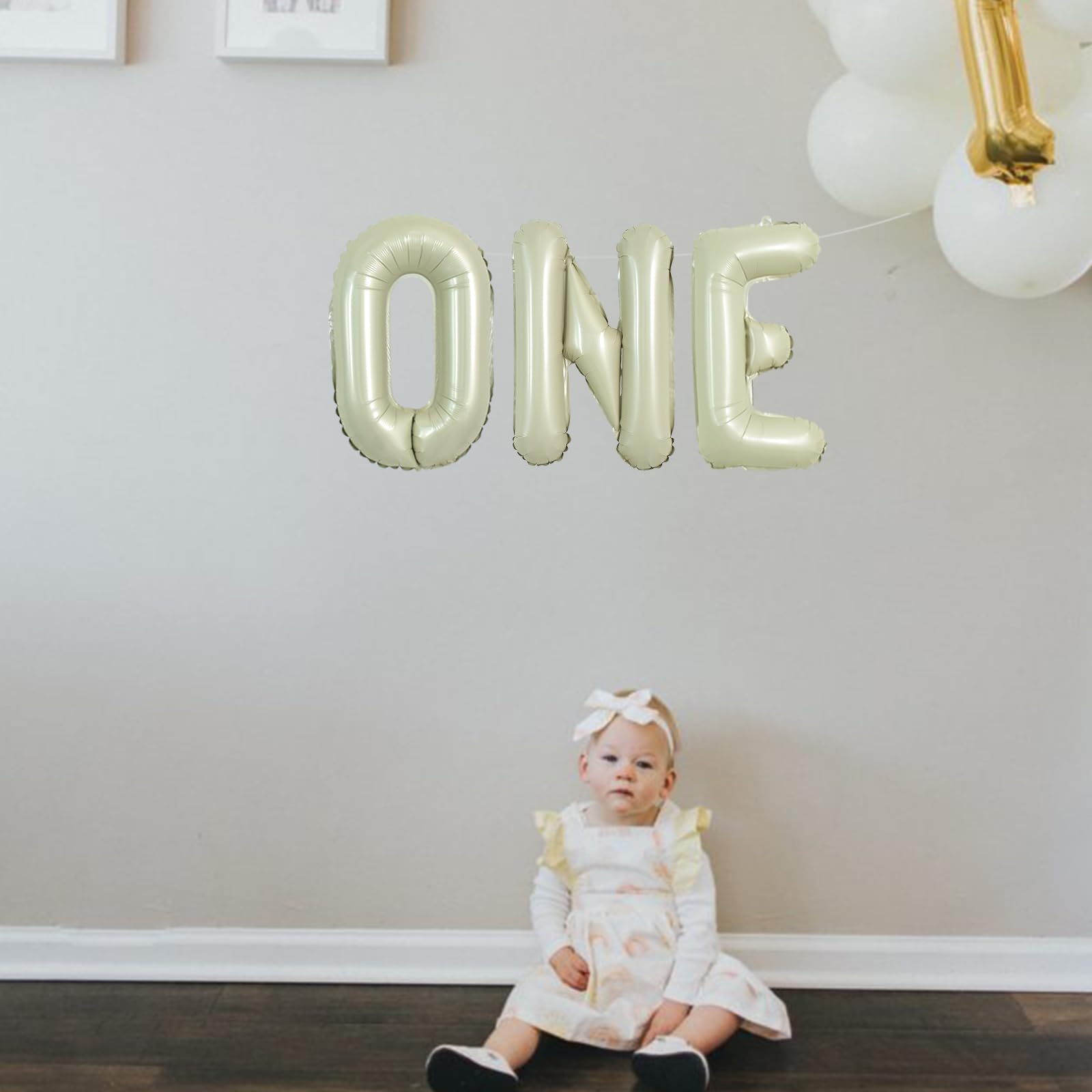 TONIFUL 52-Piece 16-Inch Cream Green Foil Alphabet Balloons for Custom Phrases and Party Decor