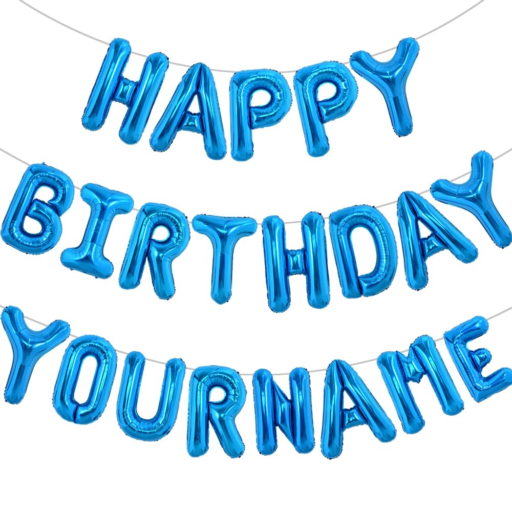 TONIFUL 65-Piece Blue Foil Letter Balloon Set - 16-Inch Happy Birthday Banner with DIY A-Z Letters