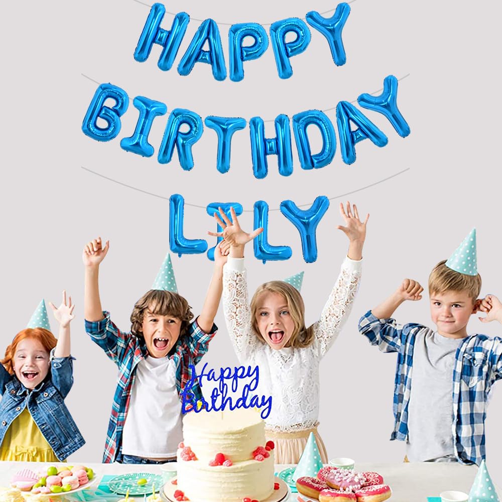 TONIFUL 65-Piece Blue Foil Letter Balloon Set - 16-Inch Happy Birthday Banner with DIY A-Z Letters