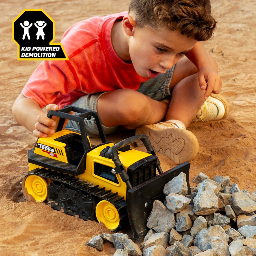 Tonka Steel Classics Bulldozer – Real Steel Construction Toy Truck for Kids Ages 3+