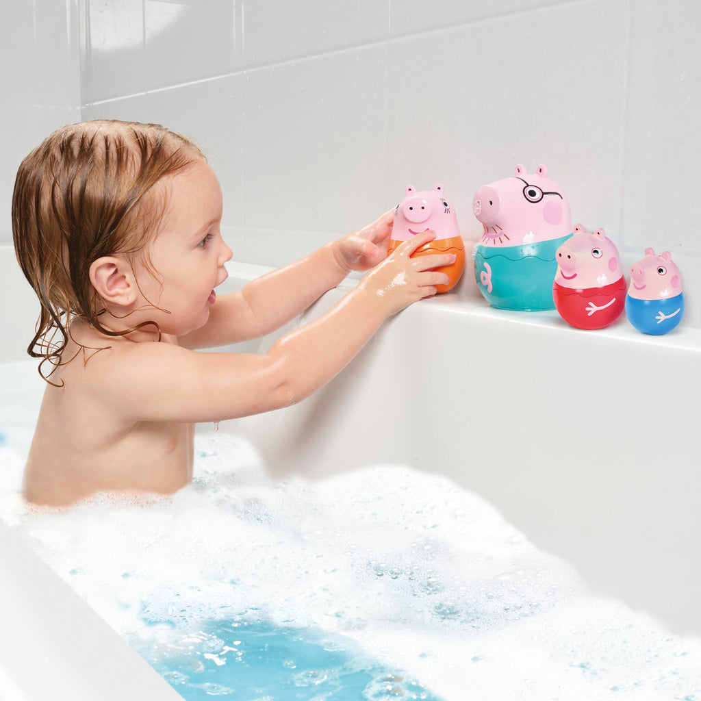Toomies Peppa Pig Nesting Family – 4 Characters, Bath Pourers & Rattle Toy for Toddlers 18M+
