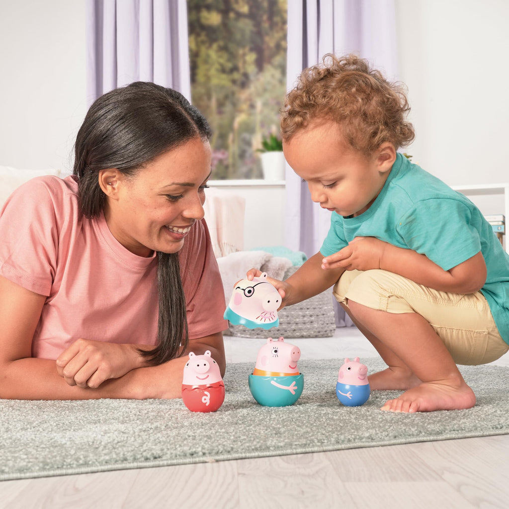 Toomies Peppa Pig Nesting Family – 4 Characters, Bath Pourers & Rattle Toy for Toddlers 18M+