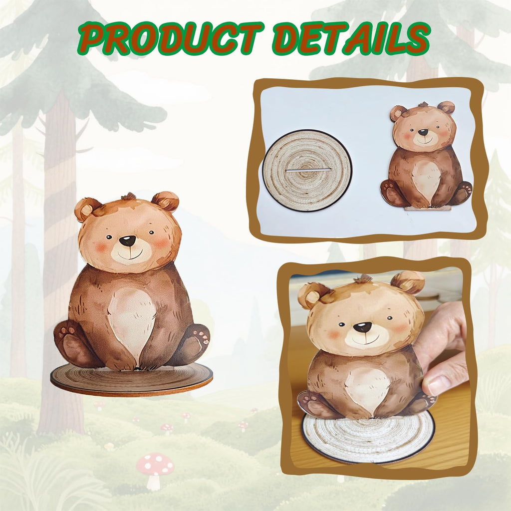 Toosunny 12-Piece Woodland Animal Figurines Set – Rustic Wooden Table Signs for Forest-Themed Party Centerpieces, Baby Shower, Birthday, Camping
