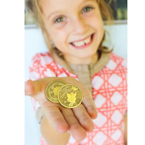 Tooth Fairy Coins – 8 Pack Golden Zinc Alloy Keepsakes for Lost Tooth Kids