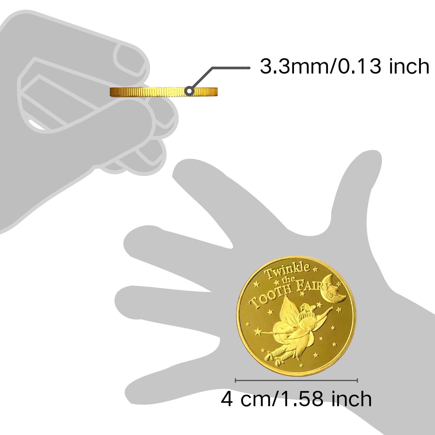 Tooth Fairy Coins – 8 Pack Golden Zinc Alloy Keepsakes for Lost Tooth Kids